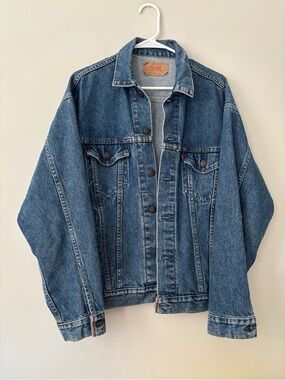 Vintage Men 80s 90s Levis Trucker Classic Preppy Blue Denim Was Jacket - Medium